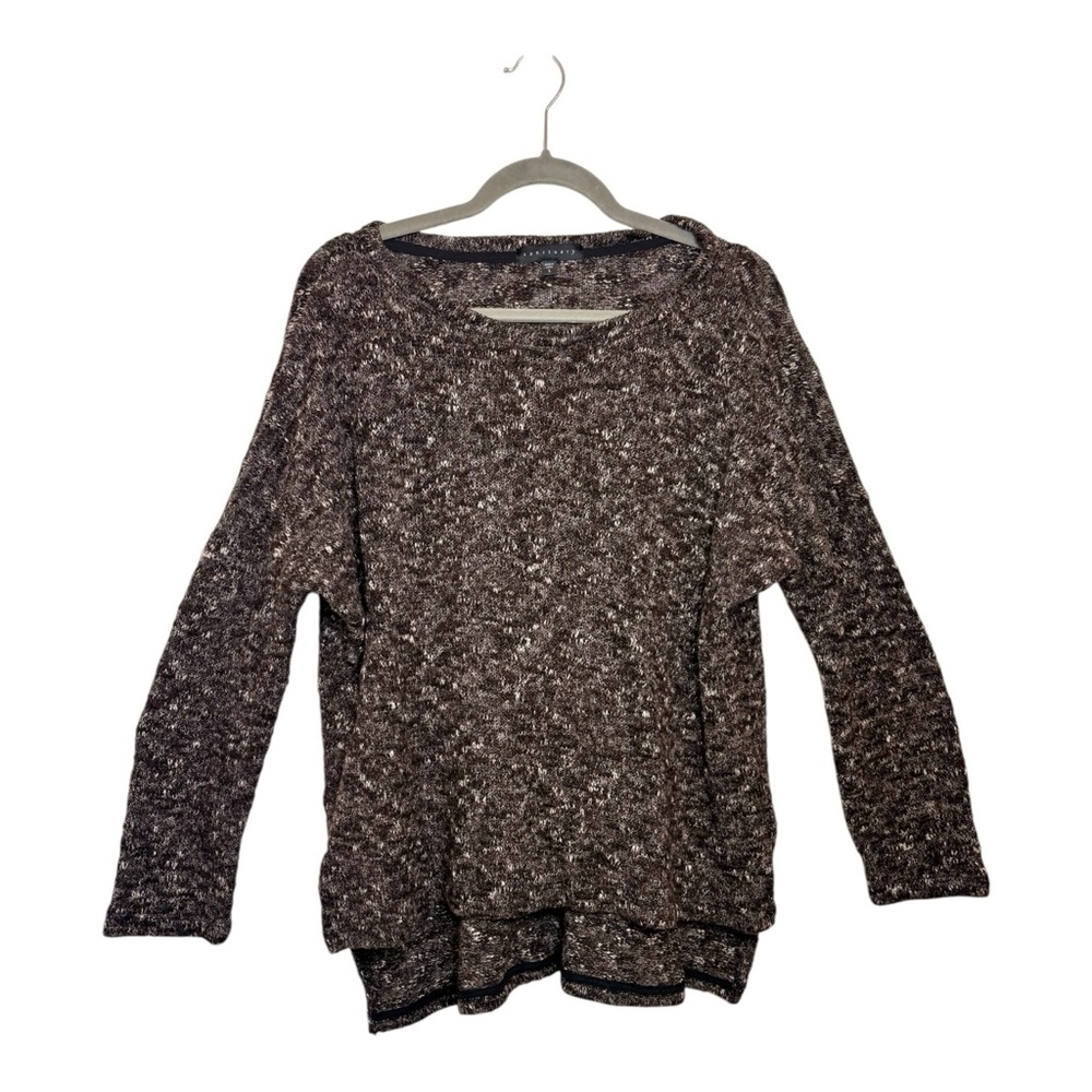 Sanctuary Gray White Marled Oversized Knit Sweater Relaxed Fit Textured Large